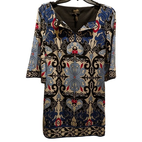 Laundry by Shelli Segal Dress Whimsigoth Multicolored Fleur de Lis Sz XS Petite - Picture 1 of 6